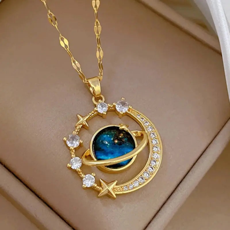 Light Luxury Titanium Steel Star Series Necklace for Women Gold Color