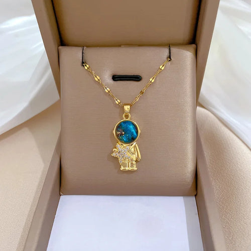 Light Luxury Titanium Steel Star Series Necklace for Women Gold Color