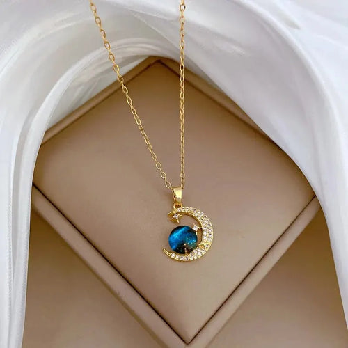 Spaceman Astronaut Star Necklaces For Women Girls Gold Color
