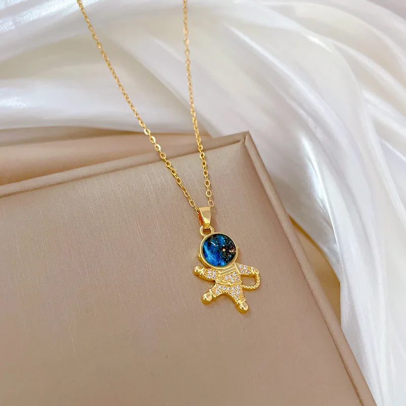 Light Luxury Titanium Steel Star Series Necklace for Women Gold Color