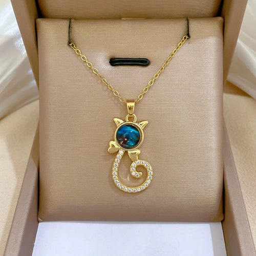 Light Luxury Titanium Steel Star Series Necklace for Women Gold Color