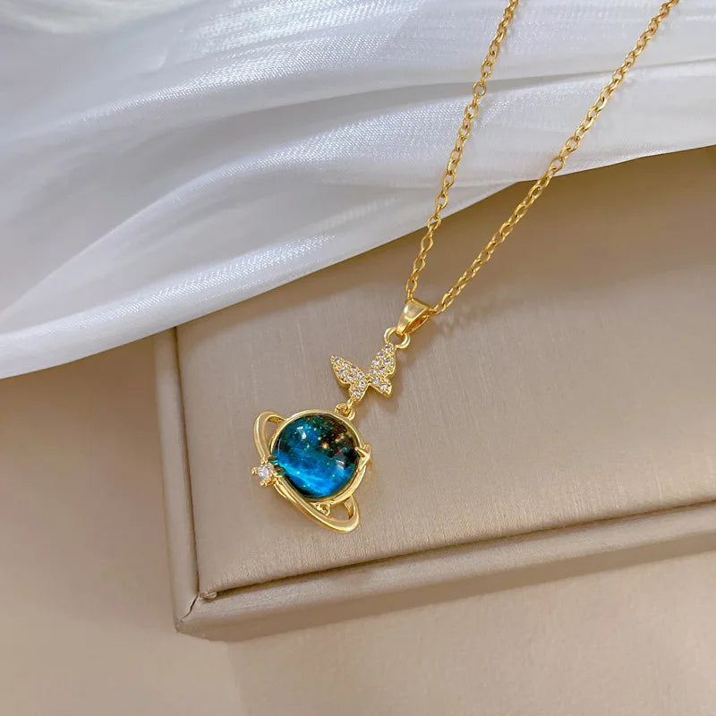 Light Luxury Titanium Steel Star Series Necklace for Women Gold Color